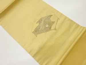 引箔金駒刺繍玉手箱に蝶・鳥・花葉模様開き名古屋帯（額縁仕立て）